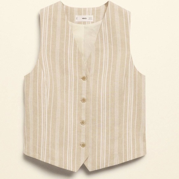 Linen striped vest-Mango - Picture 4 of 9